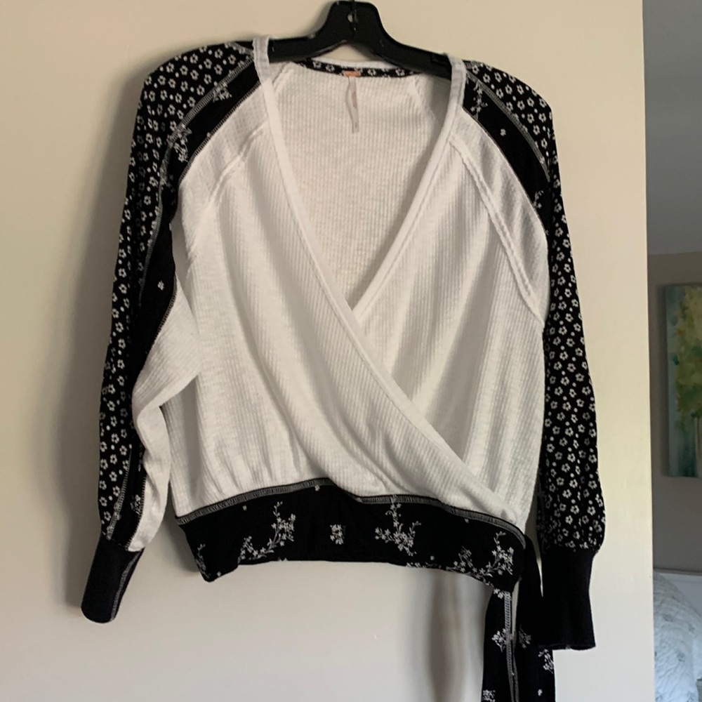 Free People crossover, waffle knit top, size small